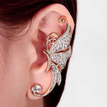 Imagem de Brincos Ear Cuff Borboleta Zircão 1 Unid Clipes K-pop Strass - - anjo 