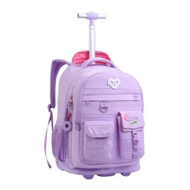 Imagem de Mochila Rodas Color Up 18'' Meninas Juvenil Escolar Passeio Cor:Lilás 