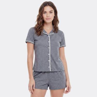 Imagem de Pijama Americano Feminino Curto Bella Notte 10011005 Preto, Preto, GG