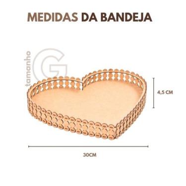 Imagem de Trio de Bandejas Coração Pérola MDF Cru Corte Laser Dia dos Namorados 