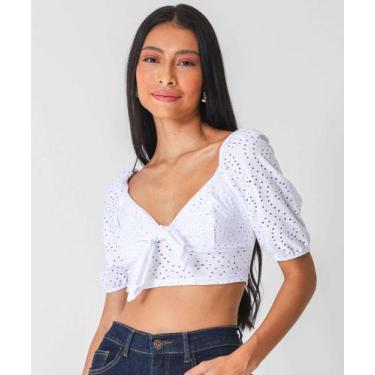 Imagem de Blusa Cropped Feminina Laise Laço Marisa Branco-77010, Branco, PP