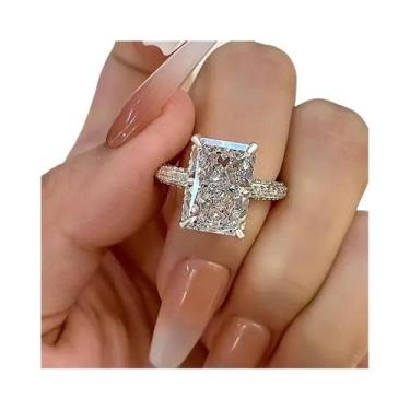 Imagem de Anel De Noivado E Casamento Feminino De Luxo Com Zircônia Cúbica Retan