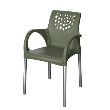 Imagem de Poltrona Deluxe com Pés de Alumínio Forte Plástico Cor Verde, Verde