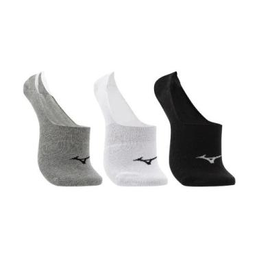 Imagem de Meias Mizuno Basic Trimiz Kit 3 Peças Invisivel, 39-44, Chumbo, Branco