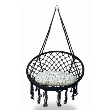 Imagem de Rede Cadeira de Balanço Suspensa SU 3630 SU ESTO1 Metal Assento com Encosto Trançado Preto