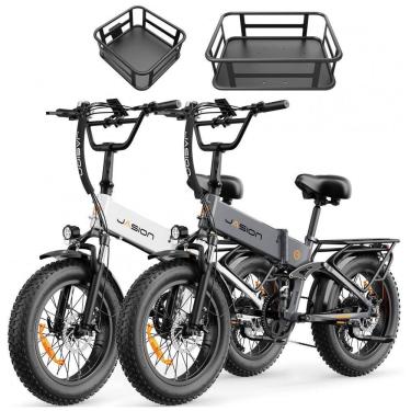 Imagem de Kit 2 bikes elétricas dobráveis Jasion X-Hunter/Hunter Pro cinza e branca, 20x4, até 18...