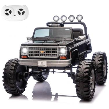Imagem de Carrinho Elétrico Infantil Chevrolet Cheyenne Licenciado 24V, 2 Motores 200W, Controle Remoto, Música, Suspensão, Assento Largo, Preto