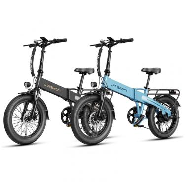 Imagem de Bicicleta Elétrica Dobrável Jasion EB6 Preto e Azul 1000W Motor Brushless Bateria Embutida Removível 48V 375Wh Pneus 20" Fat Tire 7 Marchas