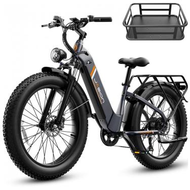 Imagem de Bicicleta elétrica Jasion Thunder stealth black pneus 26x4 motor 750W nominal 1800W pico bateria 48V 18Ah 864Wh quadro aço carbono 7 marchas