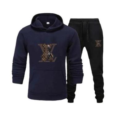 Imagem de Conjunto De Moletom Masculino Com Capuz Estampado, Tecido Macio, Casua