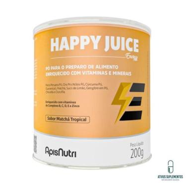 Imagem de Happy Juice Shot Energia Sabor Matchá Tropical 200g APISNUTRI