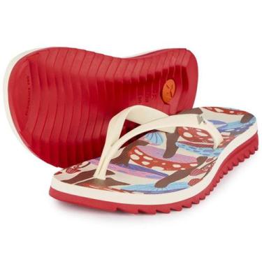 Imagem de Chinelo Kenner Ibiza Funghi Feminino - Branco e Vermelho - 37, 37