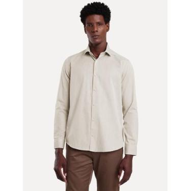 Imagem de Camisa Aramis Masculina Slim Algodão Willis Areia, XL/GG