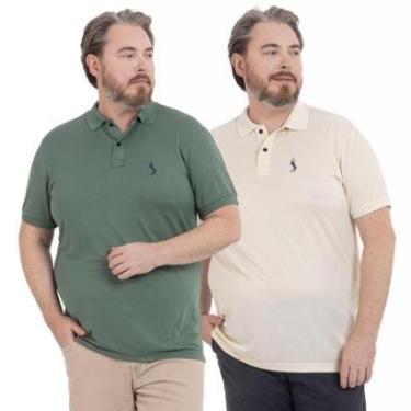 Imagem de Kit 2 Camisa Polo Masculina Plus Size Piquet Viscose Dry-Masculino