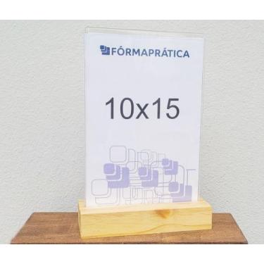 Imagem de Kit de 10 Displays 10x15 cm de Mesa em Pinus e Acrílico Vertical - no-