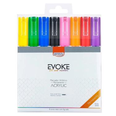 Imagem de Marcador Artístico Evoke Acrylic 3mm 8 Cores Brw