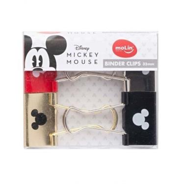 Imagem de Binder Clips Molin do Brasil Mickey Mouse 32MM para Papel com Alça Metálica Embalagem com 4 Unidades Preto