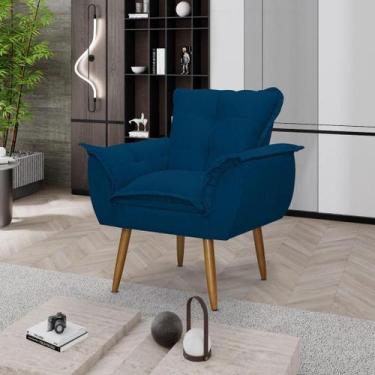 Imagem de Poltrona Decorativa Opala Lux Sala Recepeção Azul Marinho - Visan Esto