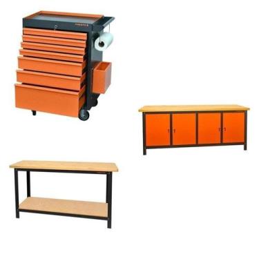 Imagem de Conjunto Bancada para Ferramentas 200cm Carro de Ferramentas Profissio