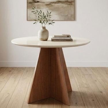 Imagem de Mesa de Jantar 120cm Redonda Tampo de Vidro Paula Moveis Zamarchi