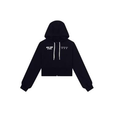 Imagem de Jaqueta cropped teen menina de moletom Brandili Young, Preto, 14