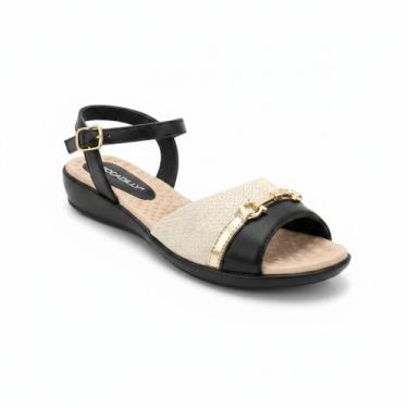 Imagem de Sandália Piccadilly Corrente Elegância Off White Preto -, Off white, P