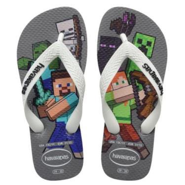 Imagem de Chinelo Havaianas Kids Minecraft FC tamanho:29/30COR:CINZA AÇO/BRANCO,