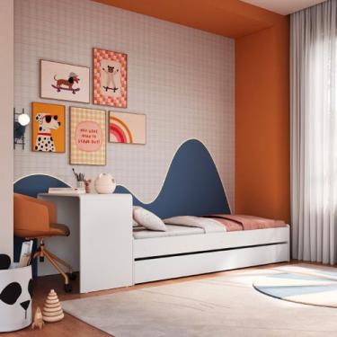 Imagem de Cama Infanto Juvenil com Escrivaninha e Cama Auxiliar Solteiro Branco 