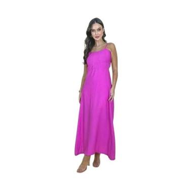 Imagem de Vestido Longo Feminino Liso Alcinha Crepe Festa Casamento Madrinha 406