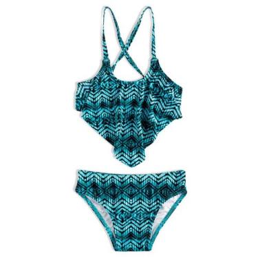 Imagem de Biquini Infantil Estampado - TOP com Babado e Calcinha - TIP TOP, Azul
