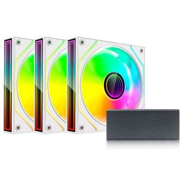 Imagem de Kit Cooler Fan C3Tech F9-L660WH, 120mm, ARGB 4 Pinos, 1200 RPM, C/ Con