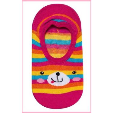Imagem de Meia Sapatilha Infantil Antiderrapante - Ursinha Listrada - Duck, Pink