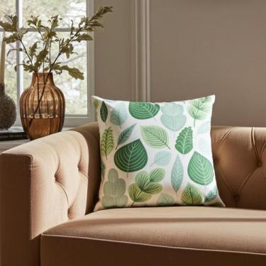 Imagem de Capas de Almofadas 60x60 Tecido Veludo Estampa Folhas - Nallu Decor