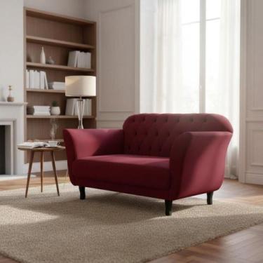 Imagem de Namoradeira Decorativa Dália Suede Marsala 2 Lugares Pés Madeira Ms De