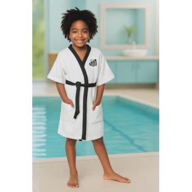 Imagem de Roupão Infantil Quimono Aveludado Santos, Preto, M