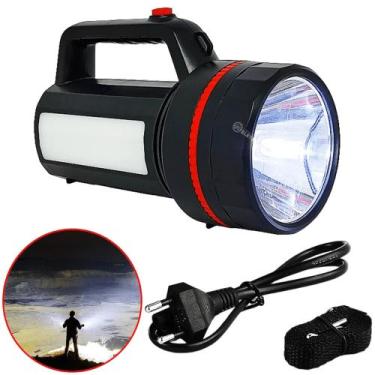 Imagem de Lanterna Tática Holofote De Mão 100W LED Lateral Super Potente Bateria
