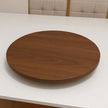 Imagem de Centro de Mesa Prato Giratório 50cm Sistema Rotativo MDF Castanho Lubrano Decor