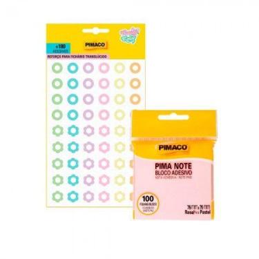 Imagem de Kit Reforço de fichario Candycolor + Bloco adesivo Pimaco