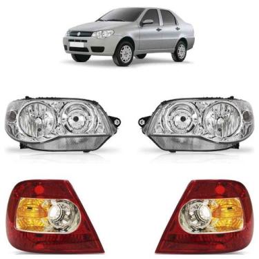 Imagem de Kit Siena G3 2004 2005 2006 2007 2008 2009 2010 Par Farol Máscara Crom