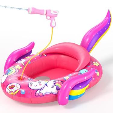 Imagem de Boia Infantil ASDGZD Unicórnio com Pistola de Água 120x71cm