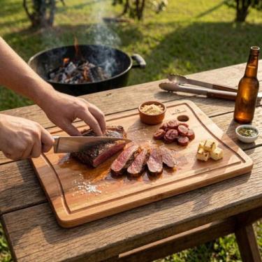 Imagem de Tábua Churrasco Grande Madeira Eucalipto 50x30cm Michelon