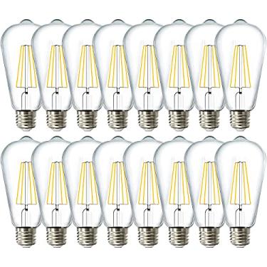 Imagem de Sunco Pacote com 16 lâmpadas Edison LED ST64, lâmpada impermeável de filamento vintage transparente, 800 LM, 8W (equivalente a 60W), ST19, branco frio 4000K, base média E26, UL regulável decorativo