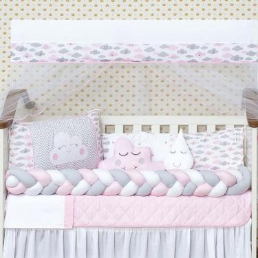 Imagem de Kit Mini Berço Chuva De Amor Nuvem Rosa 10 Peças