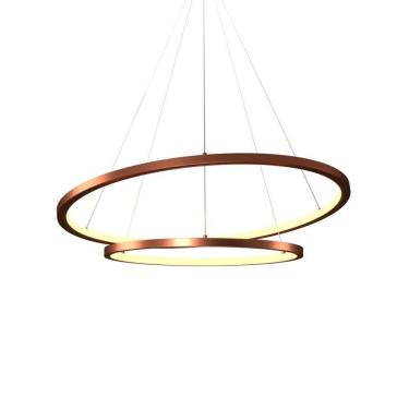 Imagem de Lustre Pendente Orluce Tabat OR1791 com 2 Aros 60/40cm Cobre Led Bivolt