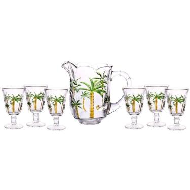 Imagem de Conjunto 7 peças 1 Jarra 1,3 L + 6 Taças 240 ml de Cristal Palm - Lyor