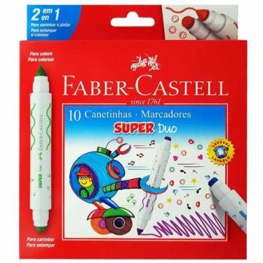 Imagem de Canetinha Hidrográfica 10 Cores Super Duo Faber Castell - Faber-Castel
