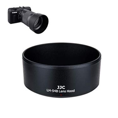 Imagem de JJC O para-sol Bayonet dedicado para lentes Canon EF-M 55-200 mm f/4.5-6.3 é uma lente STM na câmera sem espelho Canon EOS M50 M100, substitui o para-sol Canon ET-54B OEM