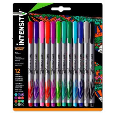 Imagem de Caneta Hidrográfica BIC Intensity, Ponta Média de 1.0mm, 12 Cores Vibrantes, 970918, Blister 1 Unidade