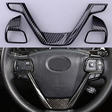 Imagem de MIVLA 1 conjunto guarnição do quadro do volante estilo fibra de carbono, para toyota highlander kluger 2014 2015 2016 2017 2018 2019 acessórios do carro