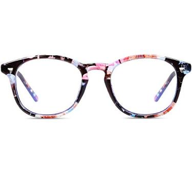 Imagem de DUCO Óculos de luz azul para homens e mulheres, óculos com bloqueio de raios azuis, para computador, jogos, adolescentes, retrô, armação redonda, preto, azul, 5206